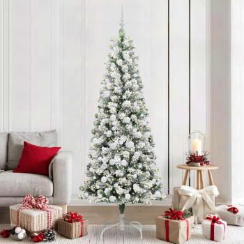 ARDEBO.de - Künstlicher klappbarer Weihnachtsbaum Grün und Weiß 210 cm