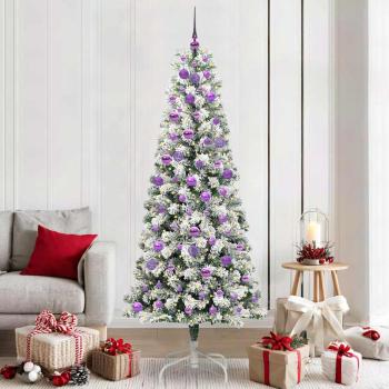 ARDEBO.de - Künstlicher klappbarer Weihnachtsbaum Grün und Weiß 210 cm