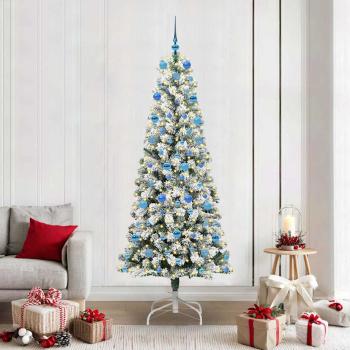 ARDEBO.de - Künstlicher klappbarer Weihnachtsbaum Grün und Weiß 210 cm