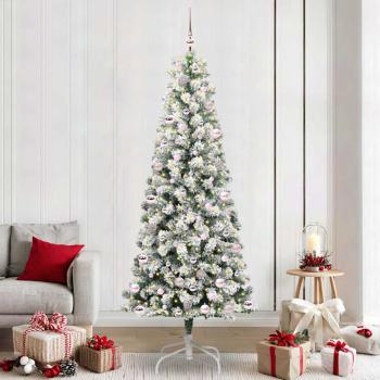 ARDEBO.de - Künstlicher klappbarer Weihnachtsbaum Grün und Weiß 240 cm