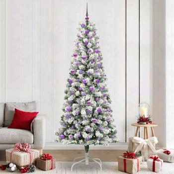 ARDEBO.de - Künstlicher klappbarer Weihnachtsbaum Grün und Weiß 240 cm