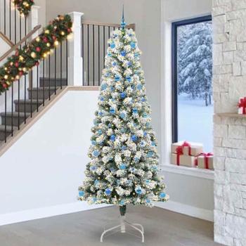 ARDEBO.de - Künstlicher klappbarer Weihnachtsbaum Grün und Weiß 240 cm