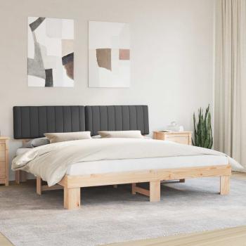 ARDEBO.de - Bettgestell mit gepolstertem Kopfteil Dunkelgrau 200 x 200 cm