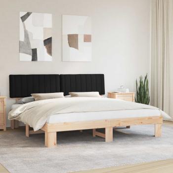 ARDEBO.de - Bettgestell mit gepolstertem Kopfteil Schwarz 200 x 200 cm