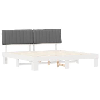 Bettgestell mit gepolstertem Kopfteil Hellgrau 200 x 200 cm