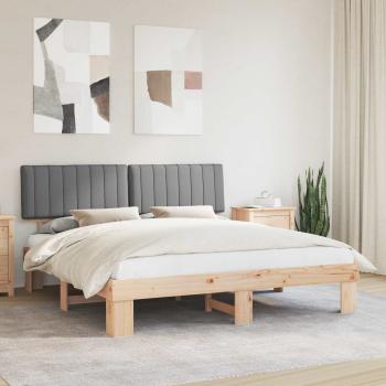 ARDEBO.de - Bettgestell mit gepolstertem Kopfteil Hellgrau 180 x 200 cm
