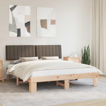 ARDEBO.de - Bettgestell mit gepolstertem Kopfteil Taupe 180 x 200 cm