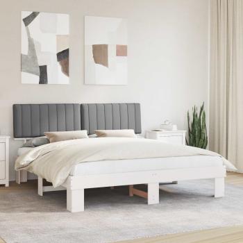 ARDEBO.de - Bettgestell mit gepolstertem Kopfteil Hellgrau 180 x 200 cm