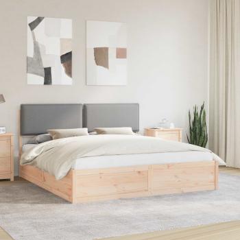 ARDEBO.de - Bettgestell mit gepolstertem Kopfteil Hellgrau 200 x 200 cm