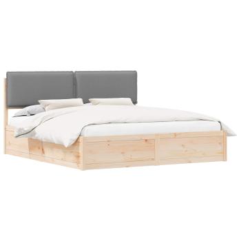 Bettgestell mit gepolstertem Kopfteil Hellgrau 200 x 200 cm