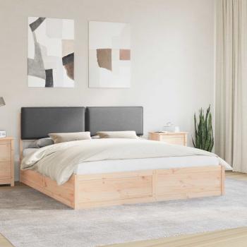 ARDEBO.de - Bettgestell mit gepolstertem Kopfteil Dunkelgrau 200 x 200 cm
