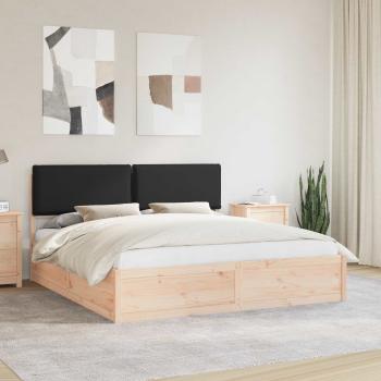 ARDEBO.de - Bettgestell mit gepolstertem Kopfteil Schwarz 200 x 200 cm