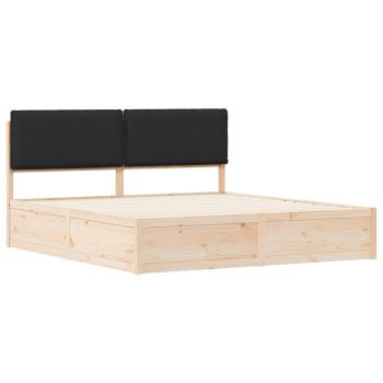 Bettgestell mit gepolstertem Kopfteil Schwarz 200 x 200 cm
