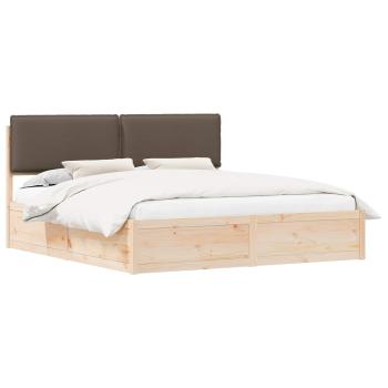 Bettgestell mit gepolstertem Kopfteil Taupe 200 x 200 cm