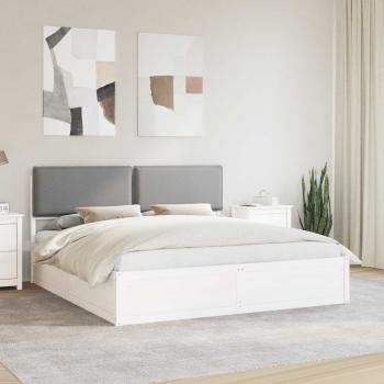 ARDEBO.de - Bettgestell mit gepolstertem Kopfteil Hellgrau 200 x 200 cm