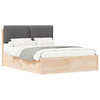 Bettgestell mit gepolstertem Kopfteil Dunkelgrau 135 x 190 cm