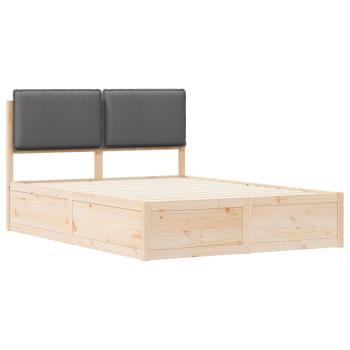 Bettgestell mit gepolstertem Kopfteil Dunkelgrau 135 x 190 cm