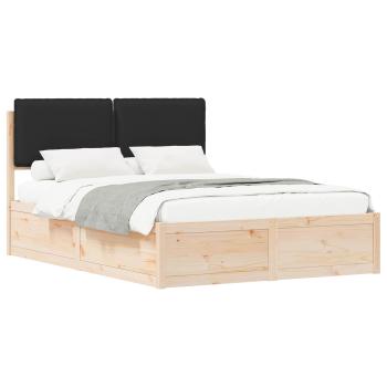 Bettgestell mit gepolstertem Kopfteil Schwarz 135 x 190 cm