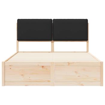 Bettgestell mit gepolstertem Kopfteil Schwarz 135 x 190 cm