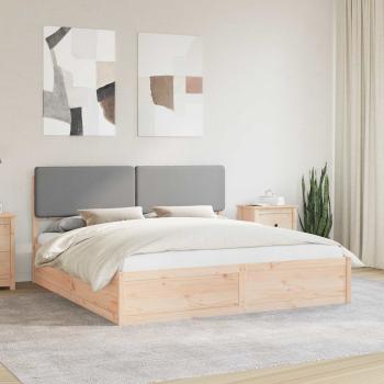 ARDEBO.de - Bettgestell mit gepolstertem Kopfteil Hellgrau 200 x 200 cm