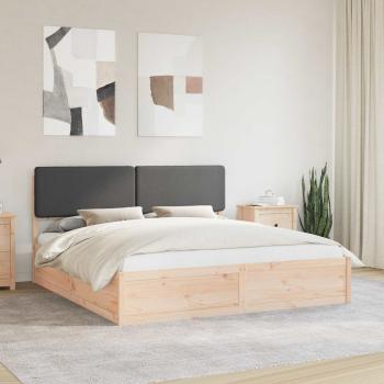 ARDEBO.de - Bettgestell mit gepolstertem Kopfteil Dunkelgrau 200 x 200 cm
