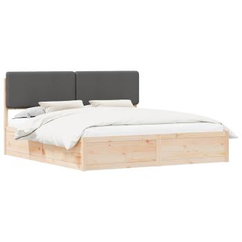 Bettgestell mit gepolstertem Kopfteil Dunkelgrau 200 x 200 cm
