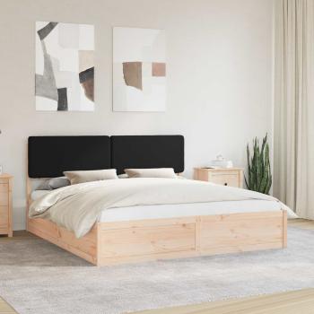 ARDEBO.de - Bettgestell mit gepolstertem Kopfteil Schwarz 200 x 200 cm
