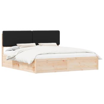 Bettgestell mit gepolstertem Kopfteil Schwarz 200 x 200 cm