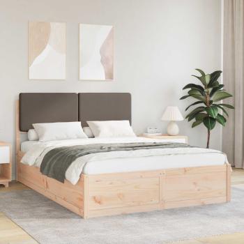 ARDEBO.de - Bettgestell mit gepolstertem Kopfteil Taupe 140 x 200 cm