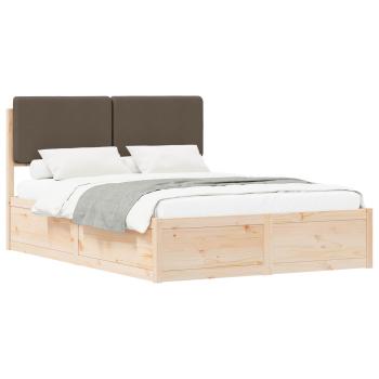 Bettgestell mit gepolstertem Kopfteil Taupe 140 x 200 cm