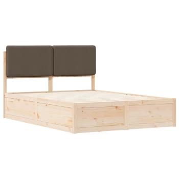 Bettgestell mit gepolstertem Kopfteil Taupe 140 x 200 cm
