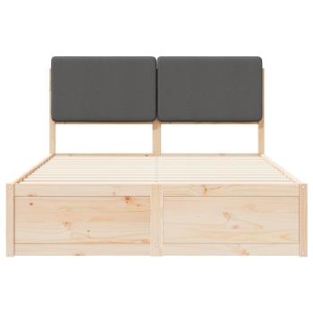 Bettgestell mit gepolstertem Kopfteil Dunkelgrau 140 x 190 cm