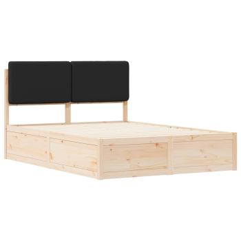 Bettgestell mit gepolstertem Kopfteil Schwarz 140 x 190 cm
