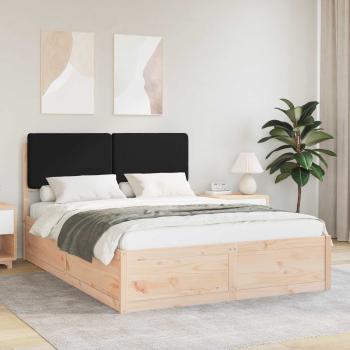 ARDEBO.de - Bettgestell mit gepolstertem Kopfteil Schwarz 135 x 190 cm