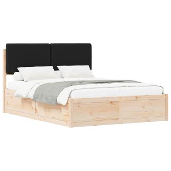 Bettgestell mit gepolstertem Kopfteil Schwarz 135 x 190 cm