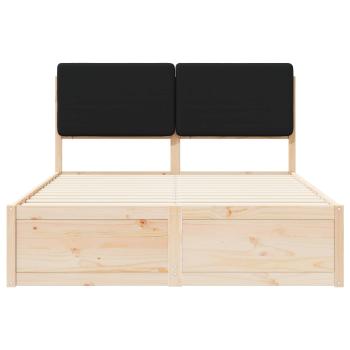 Bettgestell mit gepolstertem Kopfteil Schwarz 135 x 190 cm