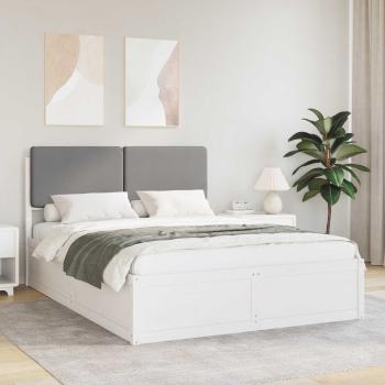 ARDEBO.de - Bettgestell mit gepolstertem Kopfteil Hellgrau 135 x 190 cm