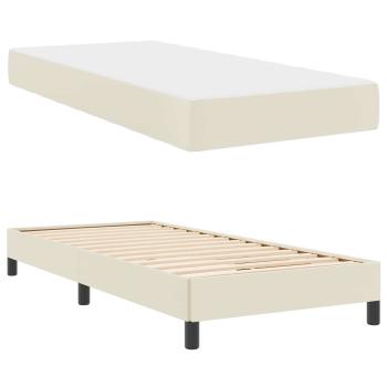Bettrahmen mit Matratze Creme 80 x 200 cm Stoff