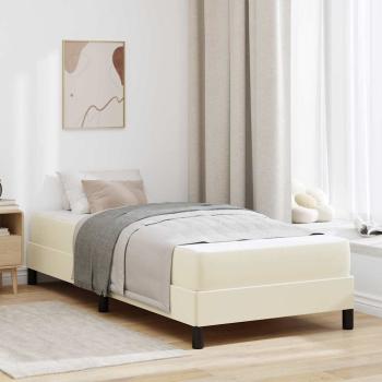 ARDEBO.de - Bettrahmen mit Matratze Creme 90 x 190 cm Stoff