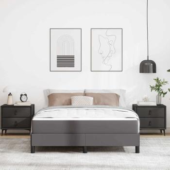 Bettrahmen mit Matratze Grau 140 x 190 cm Stoff