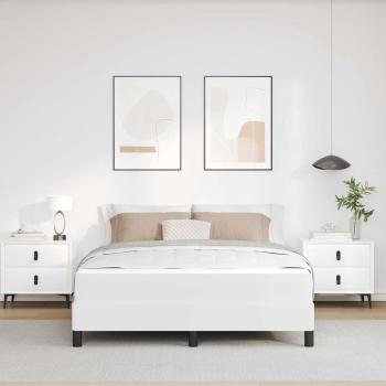 Bettrahmen mit Matratze Reinweiß 160 x 200 cm Stoff