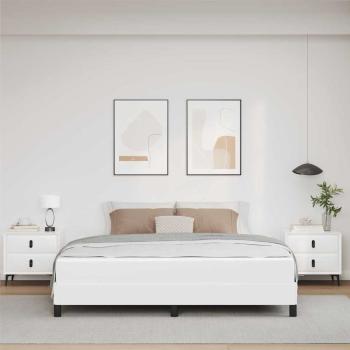 Bettrahmen mit Matratze Reinweiß 180 x 200 cm Stoff