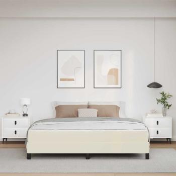 Bettrahmen mit Matratze Creme 180 x 200 cm Stoff