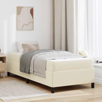 ARDEBO.de - Bettrahmen mit Matratze Creme 90 x 190 cm Stoff