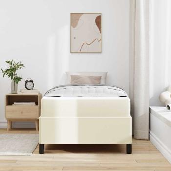 Bettrahmen mit Matratze Creme 90 x 190 cm Stoff
