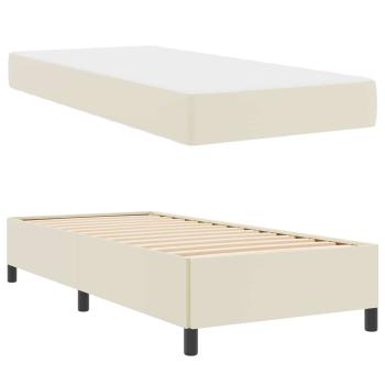Bettrahmen mit Matratze Creme 90 x 190 cm Stoff