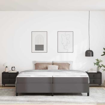 Bettrahmen mit Matratze Grau 200 x 200 cm Stoff