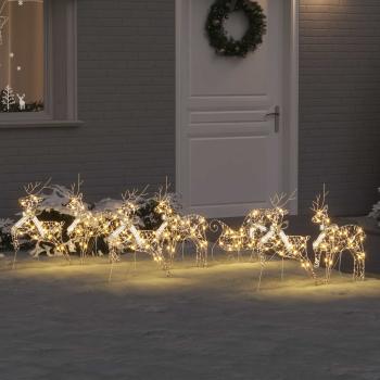 ARDEBO.de - LED Rentiere 7 Stk. Gold 44 x 18 x 65,5 cm PET 40 LEDs