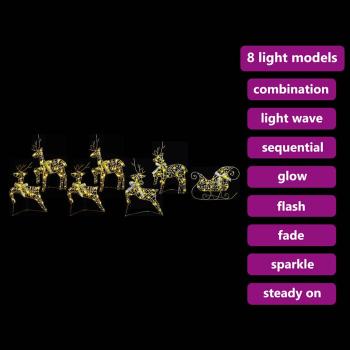 LED Rentiere 7 Stk. Gold 44 x 18 x 65,5 cm PET 40 LEDs