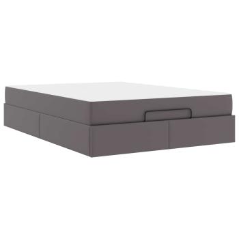 Bettgestell mit Matratze Sonstiges 2 Stk. Grau PVC